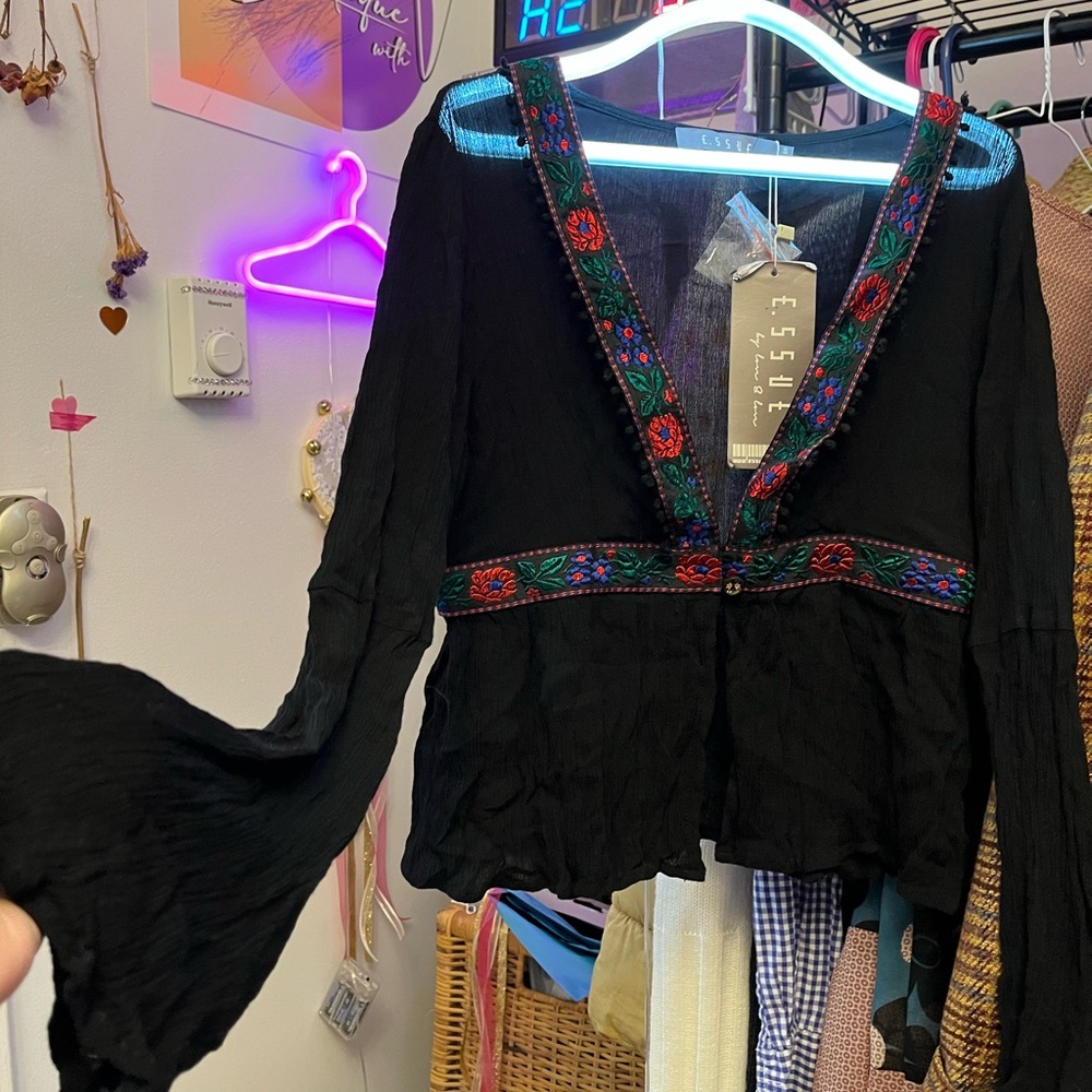 Boho bell sleeves top